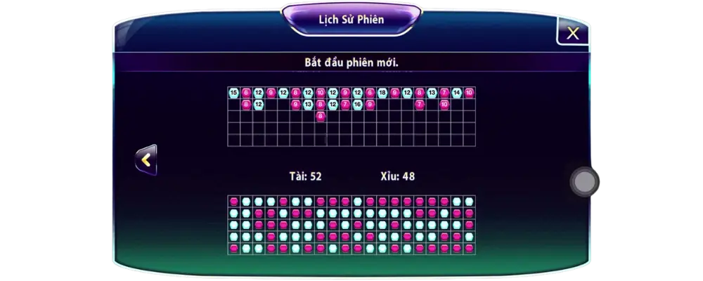 Hướng dẫn cách chơi Tài Xỉu tại 789club cho người mới 2 Theo dõi lịch sử phiên để đưa ra quyết định cược Tài xỉu